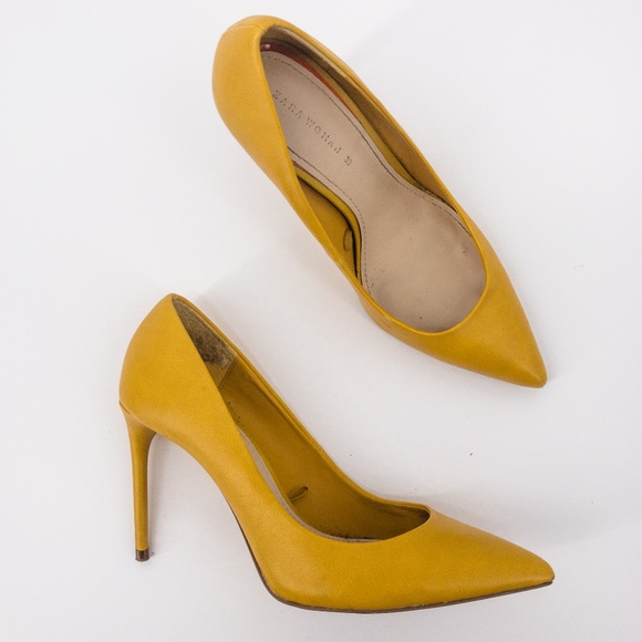 mustard heels zara